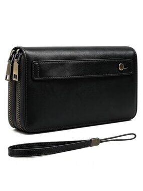 RFID Wallet Women Leather Double Zip Wristlet Wallets for Women
